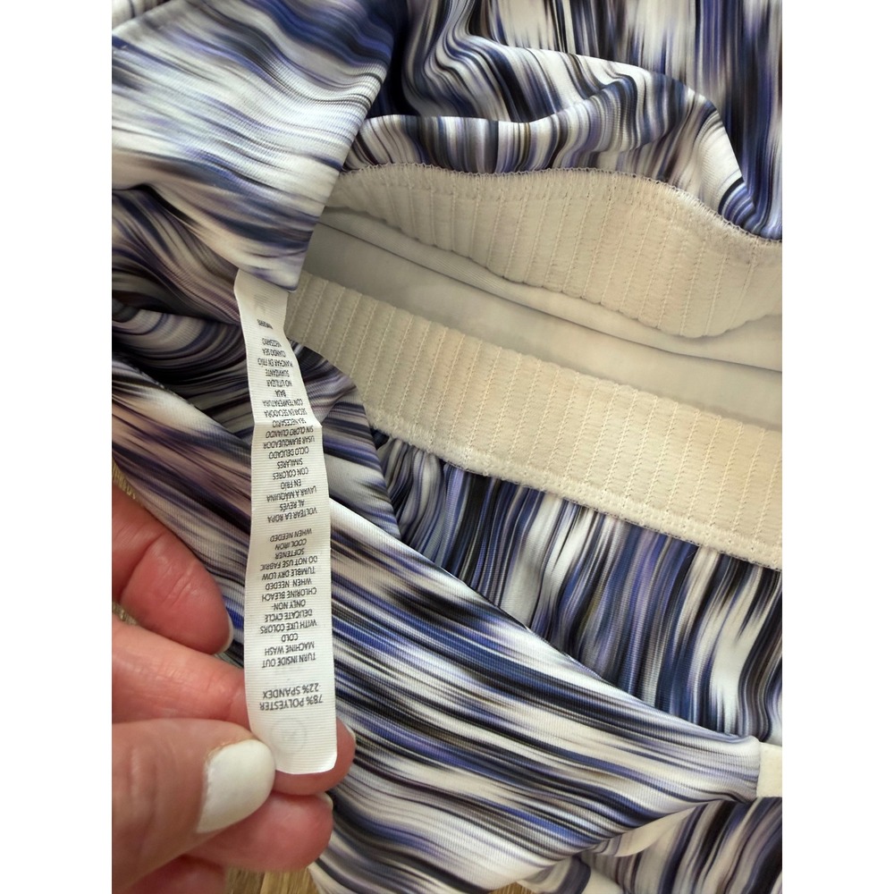 Kinesis Abstract Print Activewear Set Women 1X Blue White Tank Leggings Pockets - Picture 10 of 10